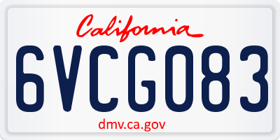 CA license plate 6VCG083