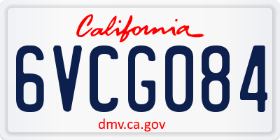 CA license plate 6VCG084