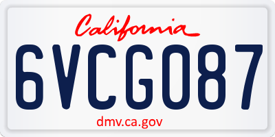 CA license plate 6VCG087
