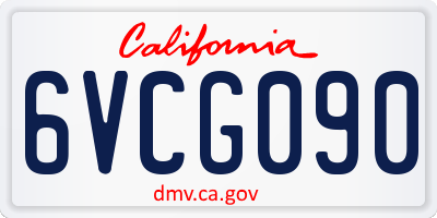 CA license plate 6VCG090