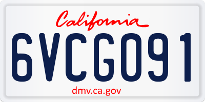 CA license plate 6VCG091