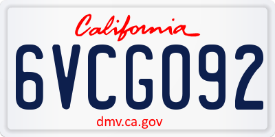 CA license plate 6VCG092