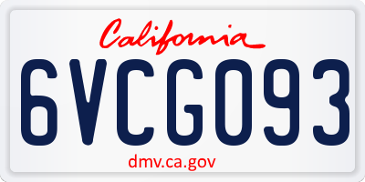 CA license plate 6VCG093