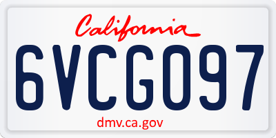 CA license plate 6VCG097