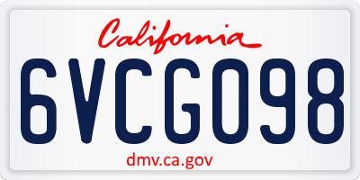 CA license plate 6VCG098