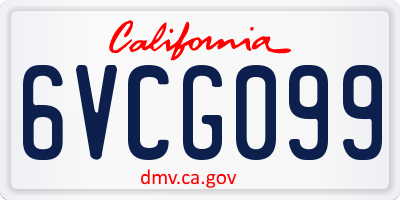 CA license plate 6VCG099