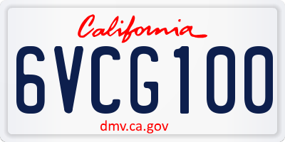 CA license plate 6VCG100