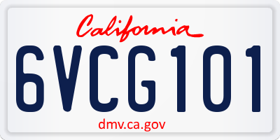 CA license plate 6VCG101