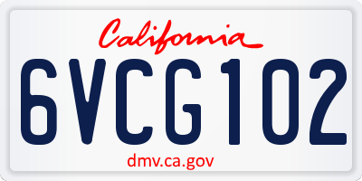CA license plate 6VCG102