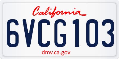 CA license plate 6VCG103