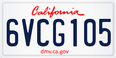 CA license plate 6VCG105