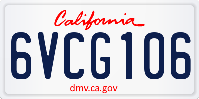 CA license plate 6VCG106