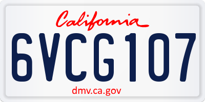 CA license plate 6VCG107