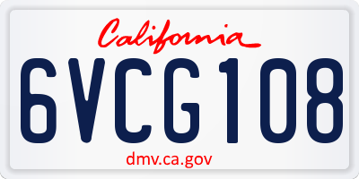 CA license plate 6VCG108