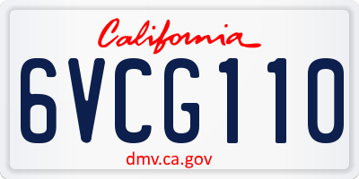 CA license plate 6VCG110