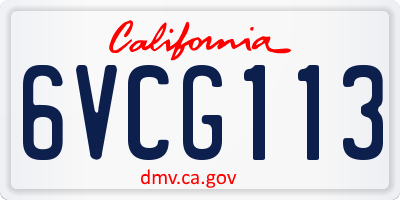 CA license plate 6VCG113