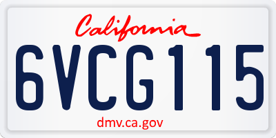 CA license plate 6VCG115