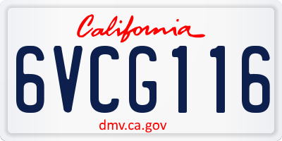 CA license plate 6VCG116