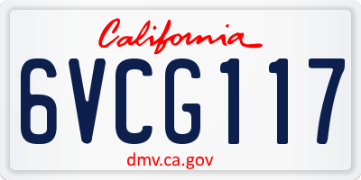 CA license plate 6VCG117