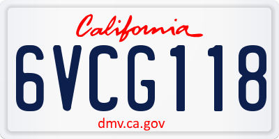 CA license plate 6VCG118
