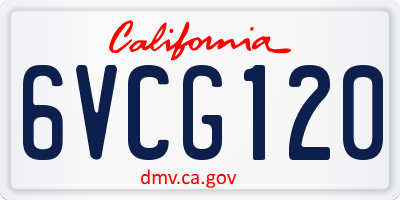 CA license plate 6VCG120