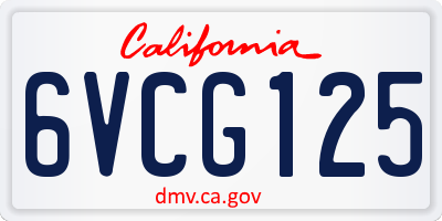 CA license plate 6VCG125