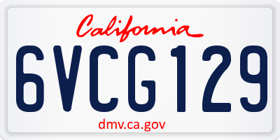CA license plate 6VCG129