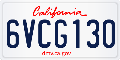 CA license plate 6VCG130