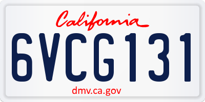 CA license plate 6VCG131