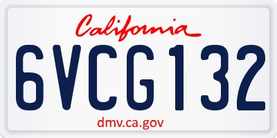CA license plate 6VCG132