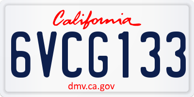 CA license plate 6VCG133