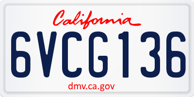 CA license plate 6VCG136