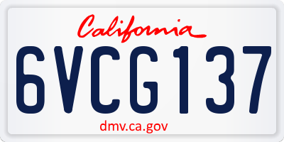 CA license plate 6VCG137