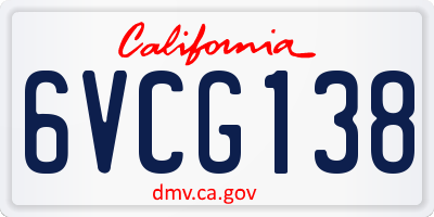 CA license plate 6VCG138