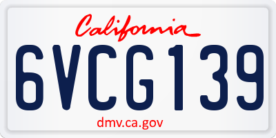 CA license plate 6VCG139