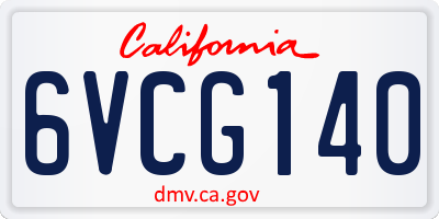 CA license plate 6VCG140