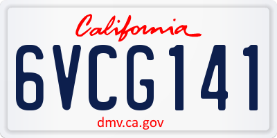 CA license plate 6VCG141
