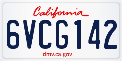 CA license plate 6VCG142