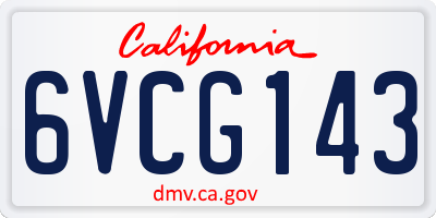 CA license plate 6VCG143