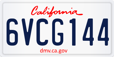 CA license plate 6VCG144