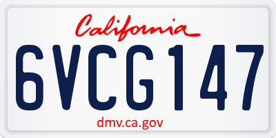 CA license plate 6VCG147
