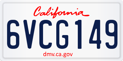 CA license plate 6VCG149