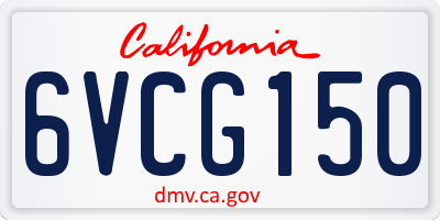 CA license plate 6VCG150