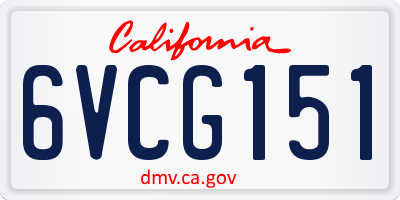 CA license plate 6VCG151