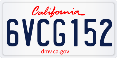 CA license plate 6VCG152