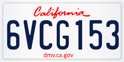CA license plate 6VCG153