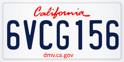 CA license plate 6VCG156