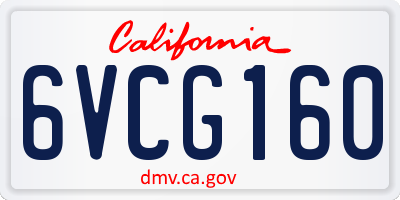CA license plate 6VCG160
