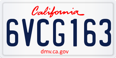 CA license plate 6VCG163