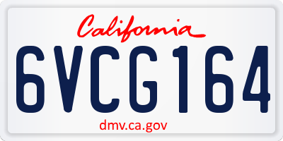 CA license plate 6VCG164
